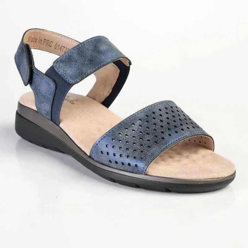 Embellished Slip On Shoes Soft Style by Hush Puppies Gina Strap Sandals - Navy