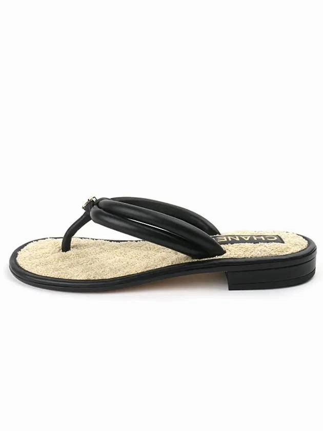 Flip Flops With Studs And Bow CC Logo Double String Flip Flops Black Chanel
