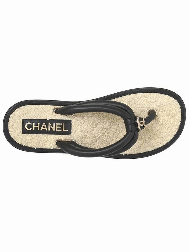 CC Logo Double String Flip Flops Black Chanel Mermaid Flip Flops