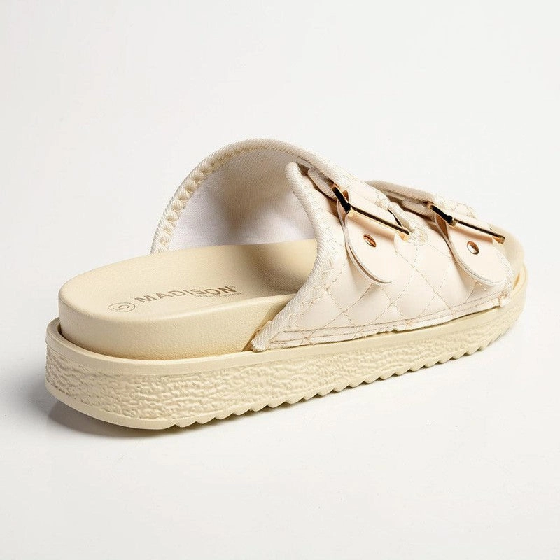 Slip On Shoes Leather Madison Marisa Double Strap Sandals - Nude