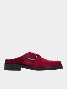 Square Toe Buckle Mules (1056LF03100M-RED) Soft Leather Loafers