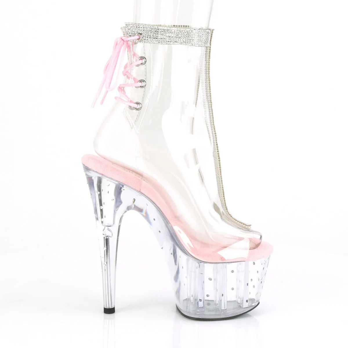7 Inch Heel STARDUST-1018C-2RS Clear-Baby Pink Insole Snow Rain Boots