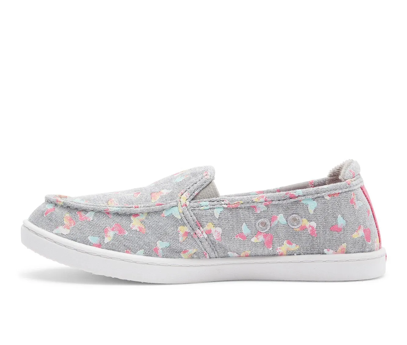 Steel Toe Tabi Running Shoes Roxy Minnow Sneaker Girls  Gray Butterfly Print Slip On Casual Shoes JOBB075