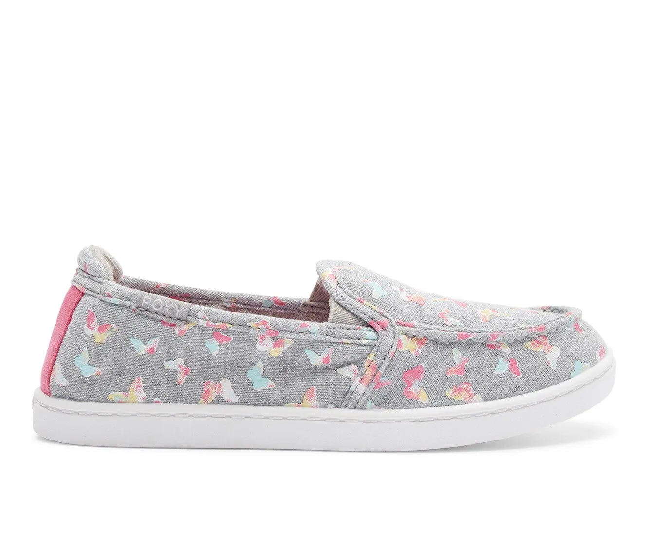 Good Running Shoes For Knees Roxy Minnow Sneaker Girls  Gray Butterfly Print Slip On Casual Shoes JOBB075