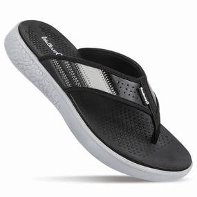 Mens Slip On Boating Shoes Walkaroo Men Textured Thong Flip-Flop  - WC4238 Black Grey