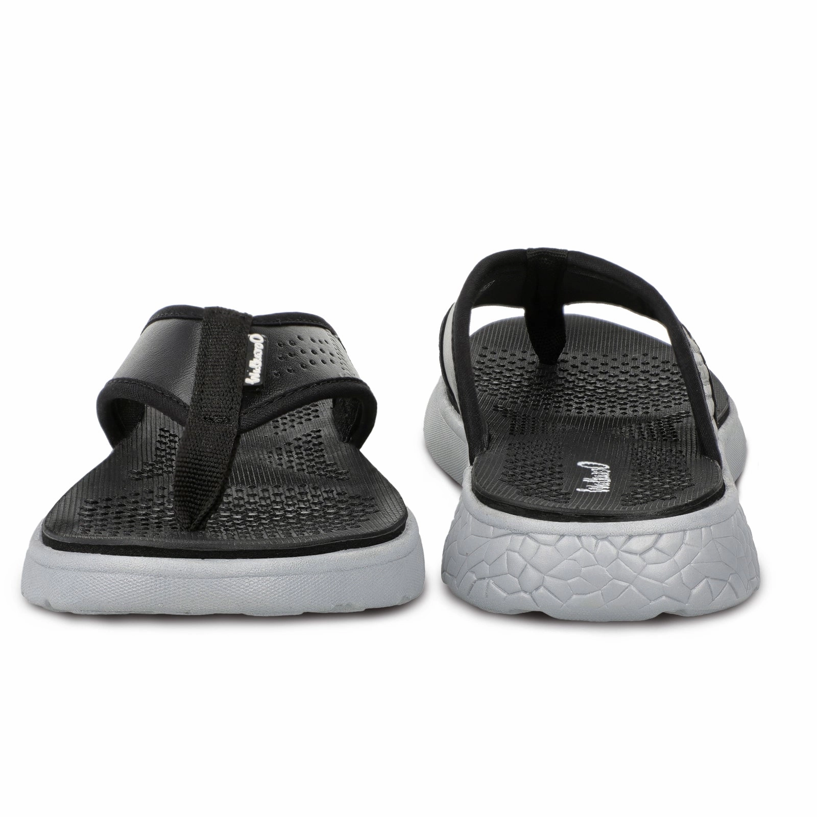 Walkaroo Men Textured Thong Flip-Flop  - WC4238 Black Grey Platform Slip On Wedges