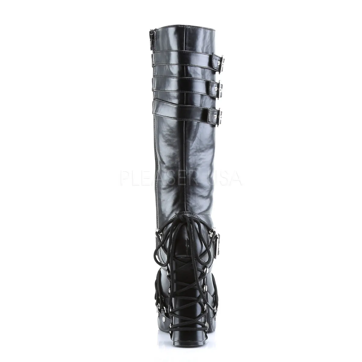 Pleasers Boots DEMONIA CHARADE-206 Black Pu Vegan Boots