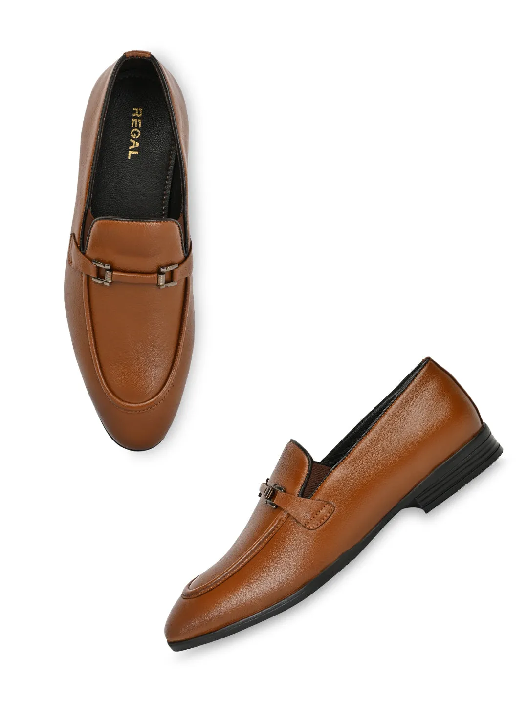 Regal Brown Men Leather Formal Slip Ons On Cloud Slip On
