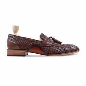 Amando - Men's Brown Hand Woven Calf Leather Loafer Destin Loafers