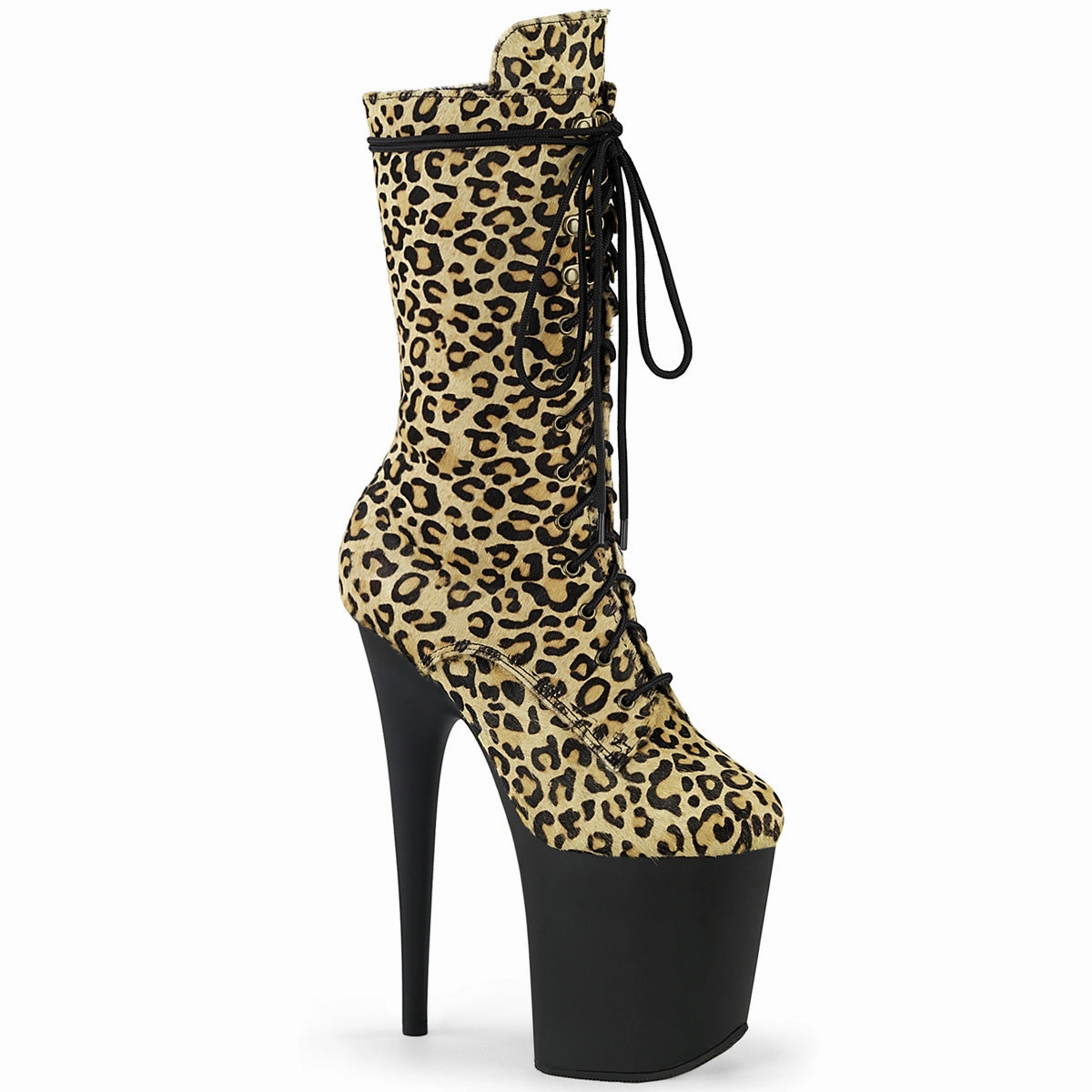 Sport Boots 8 Inch Heel FLAMINGO-1050LP Leopard Print Pony Hair