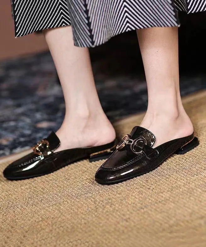 Stylish Splicing Sequined Rose Cowhide Leather Slide Sandals DD1059 Sandals St Vincent Airport