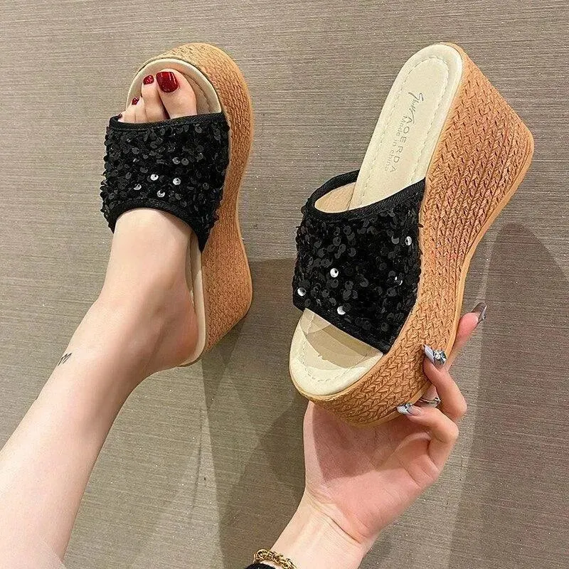 Denim Sandals Stylish Wedge Sandal Shoes