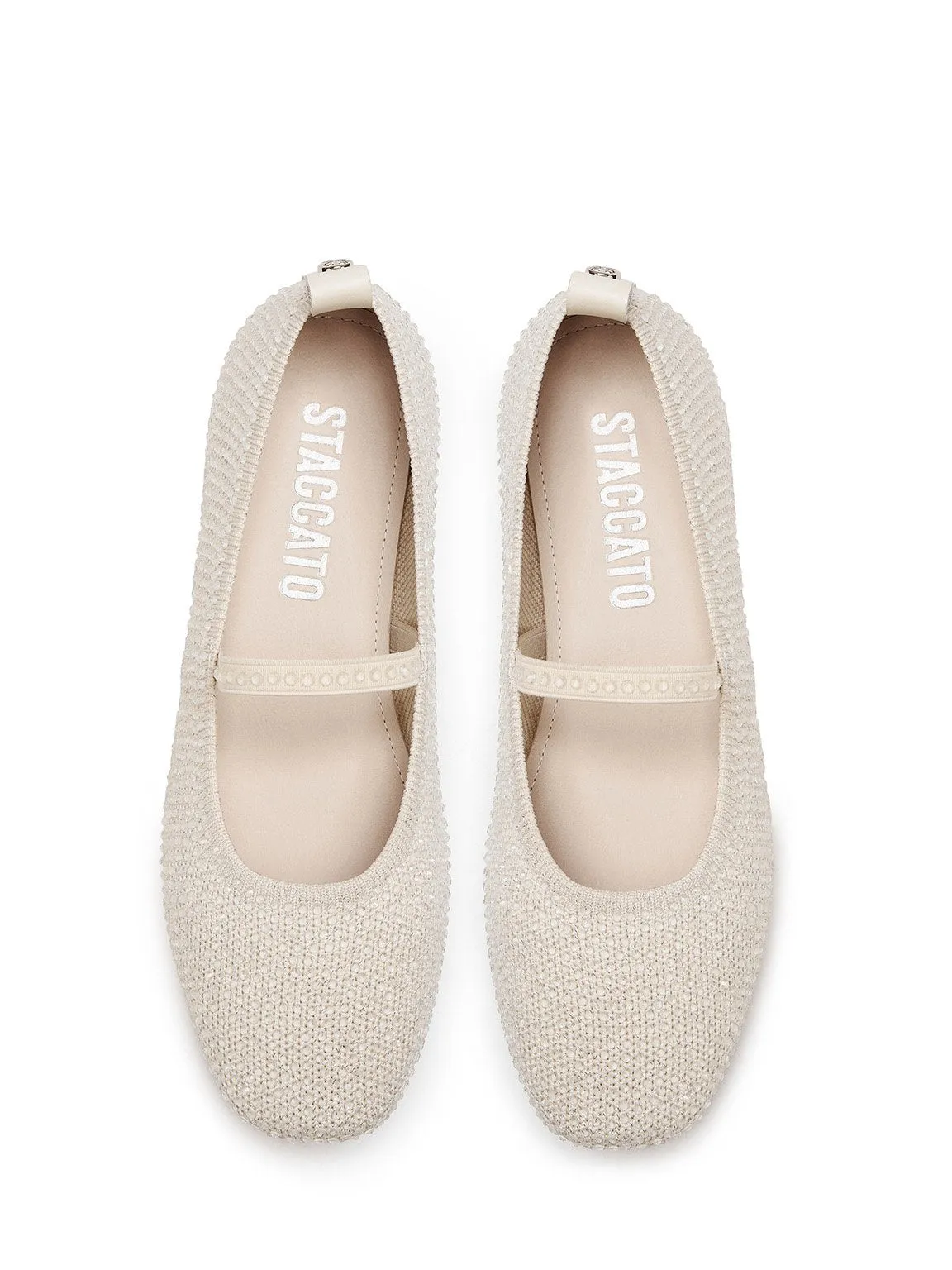 Flat Shoes With Diamonds Summer Knitted Ballerina Flats