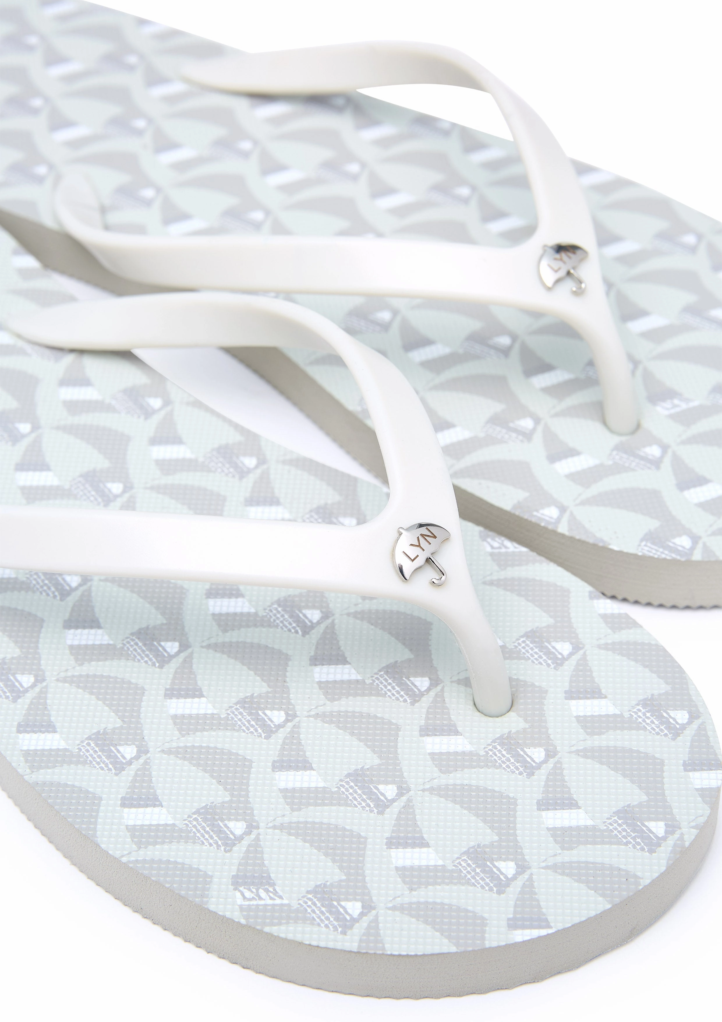 Slip Ons Rainbow Summer Beach Flat Flip-Flop Printed Grey