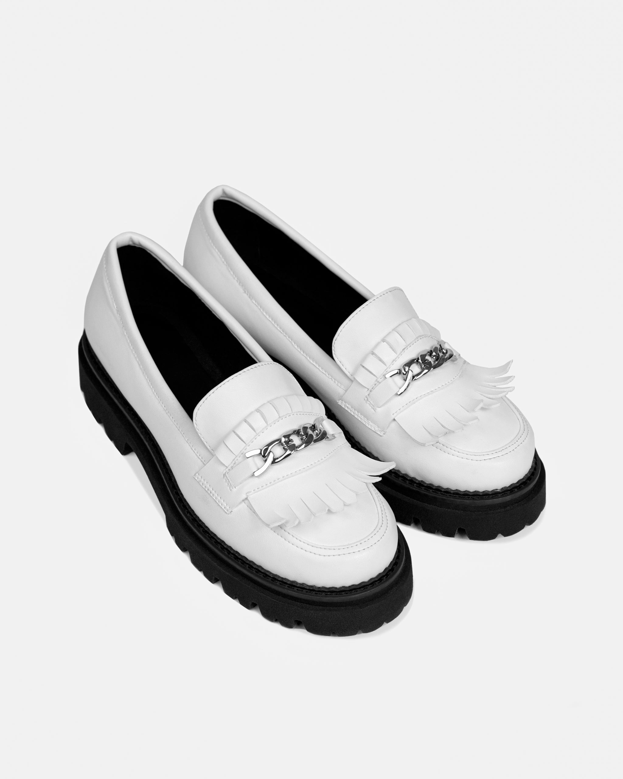 Chunky Loafers White Grape Leather Loafers Black Pants Brown Loafers