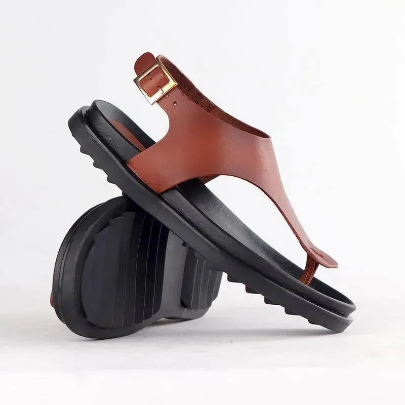 Froggie Tessa 2 Leather Comfort Sandals - Cognac Slip On Summer Shoes