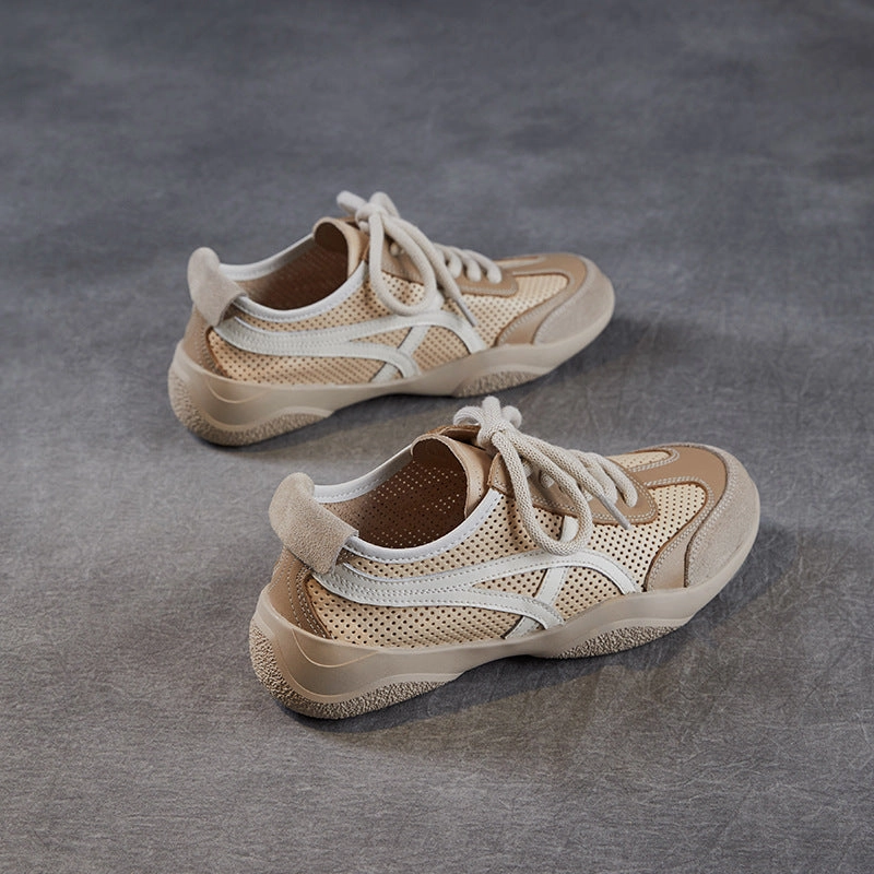 German Athletic Trainer Shoes Women Fashion Hollow Breathable Leather Casual Training Shoes