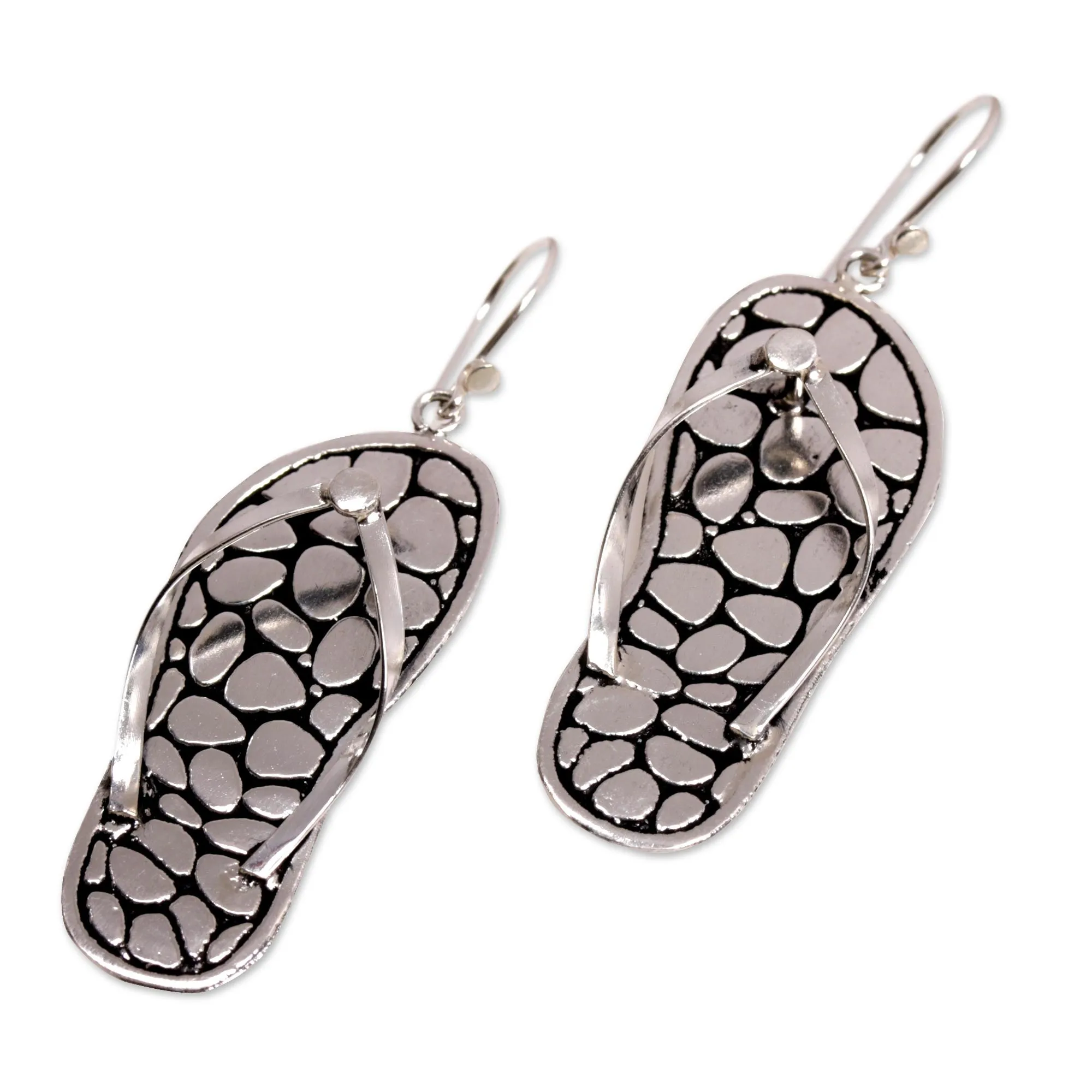 Sandal Jepit Sterling Silver Flip-Flop Dangle Earrings from Indonesia Durable Slip On Shoes