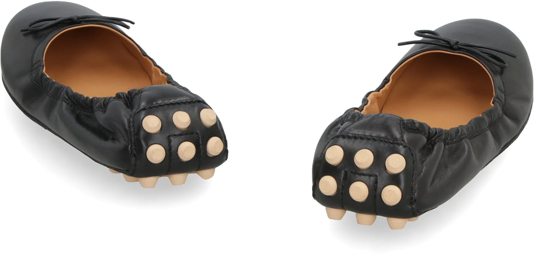 Leather Lace Up Flat Shoes BALLERINA WITH BOW AND GROMMETS