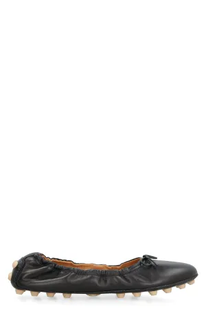 BALLERINA WITH BOW AND GROMMETS Ladies Flat Suede Shoes