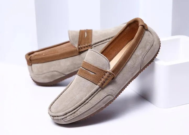 Loafers With Bottoms Tangnest Brand Men Suede Leather Loafers New 2017 British Style Men's Flats Man Comfortable Driving Shoes Man Moccasins XMR2522