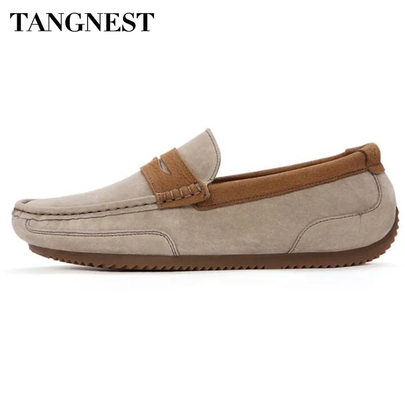 Athletic Loafers Tangnest Brand Men Suede Leather Loafers New 2017 British Style Men's Flats Man Comfortable Driving Shoes Man Moccasins XMR2522