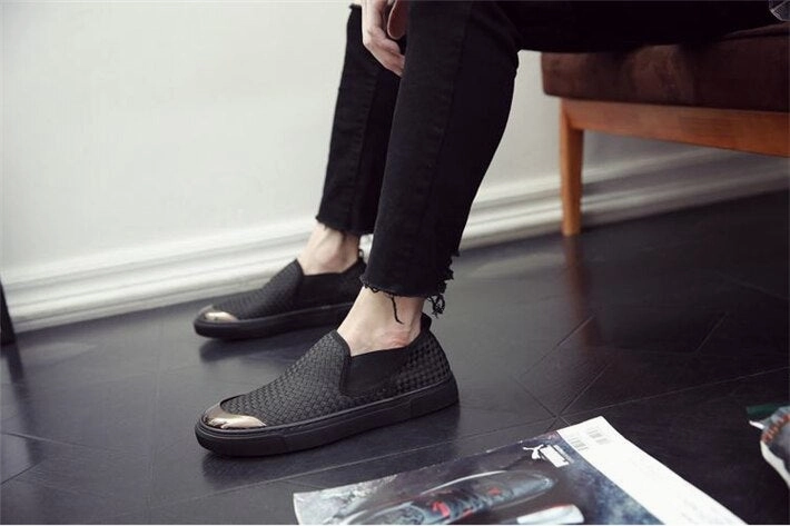 Stone And Loafers Tangnest New Men Canvas Shoes Spring Summer Breathable Woven Shoes Comfortable Loafers Lazy Men Casual Flats XMR2822