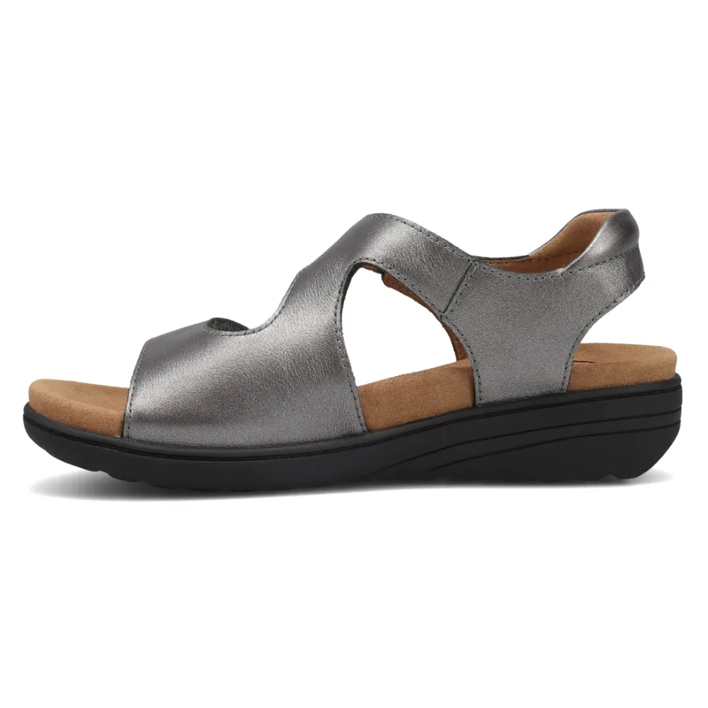Taos Serene Pewter Leather Sandal (Women's) Sandals For Trekking