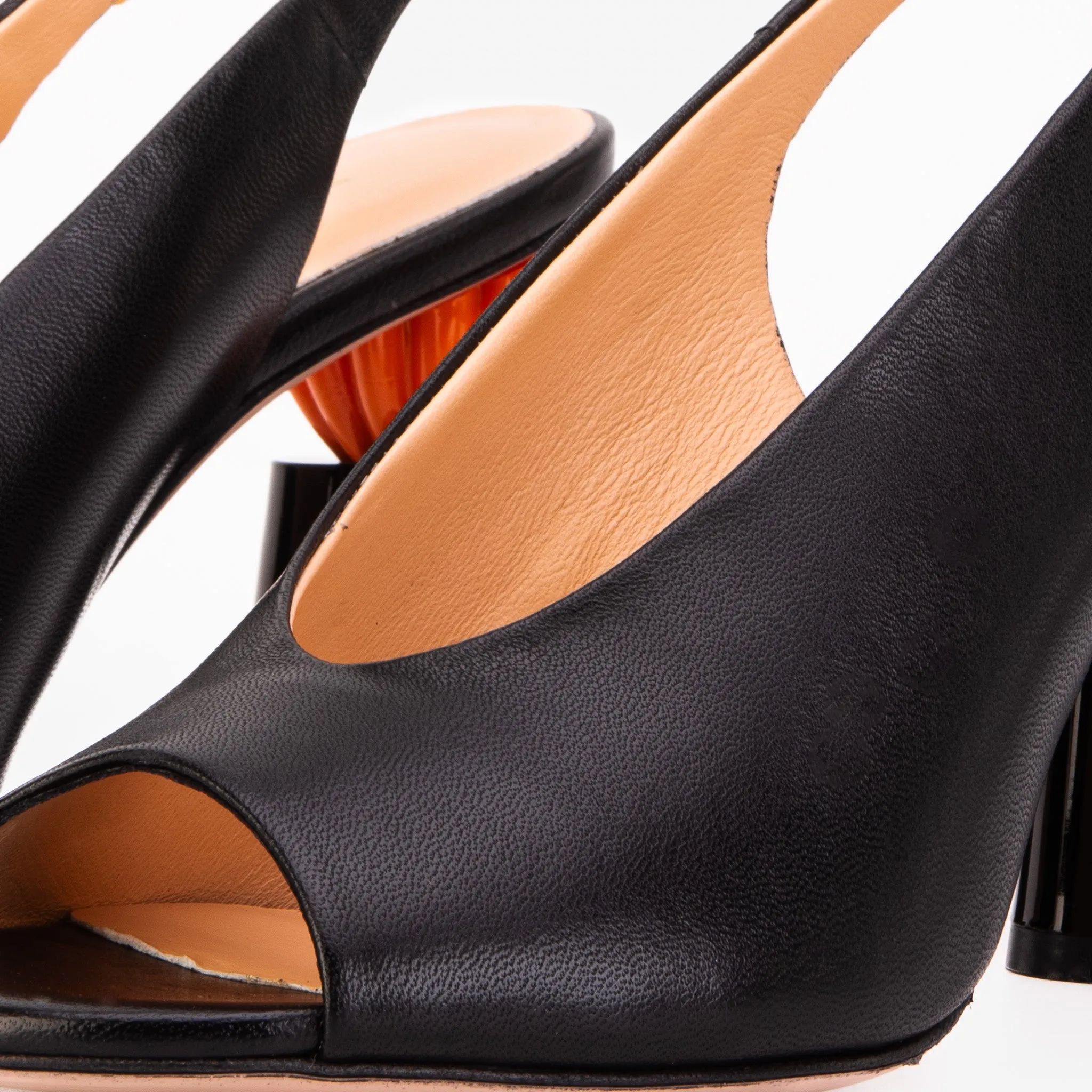 Secrets Vs Sandals The Cimla Pumpkin Heel Black Leather Women Sandal