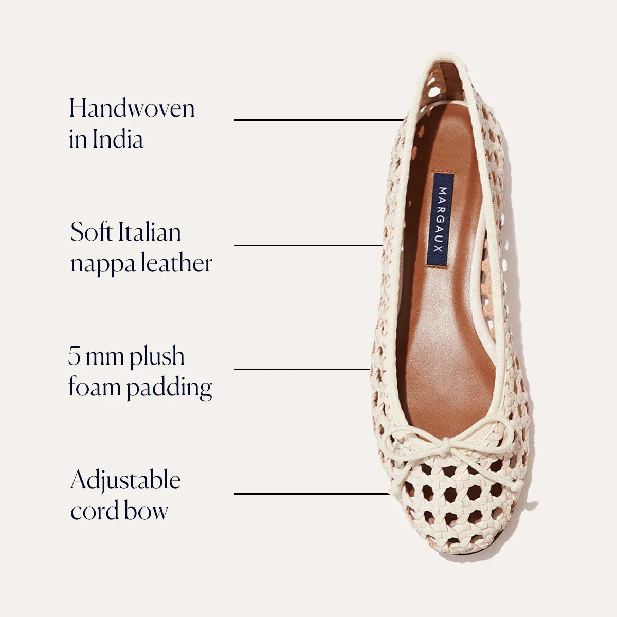 The Demi - Ecru Woven Shoe Insert For Flat Feet