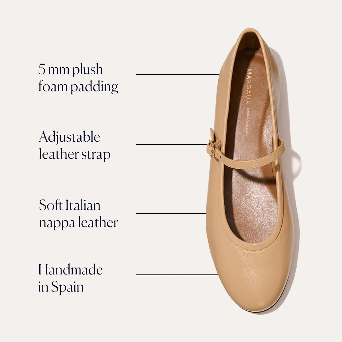 Fabulous Flat Shoes The Demi Jane - Dune Nappa