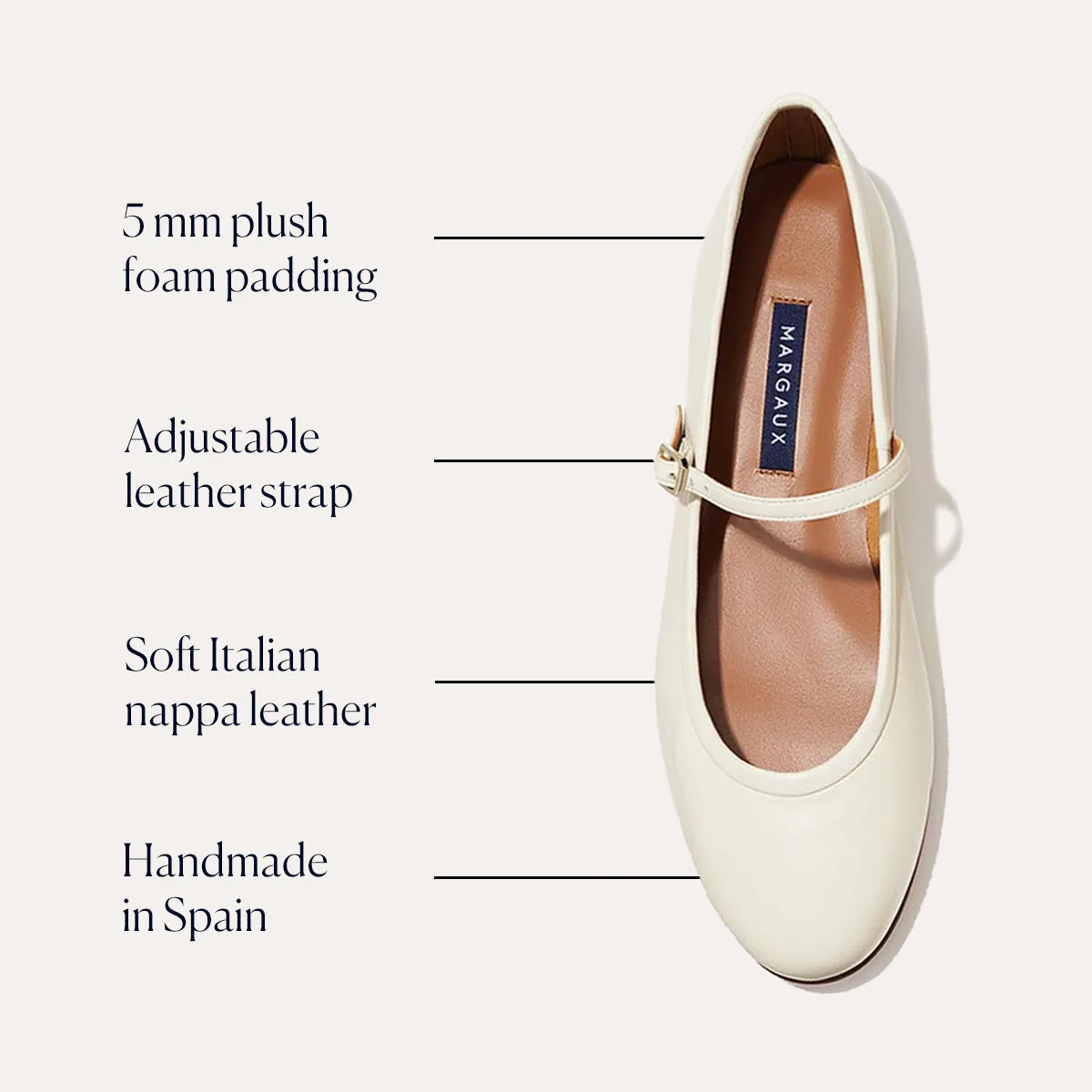 Jogging Shoes For Flat Feet The Demi Jane - Ecru Nappa