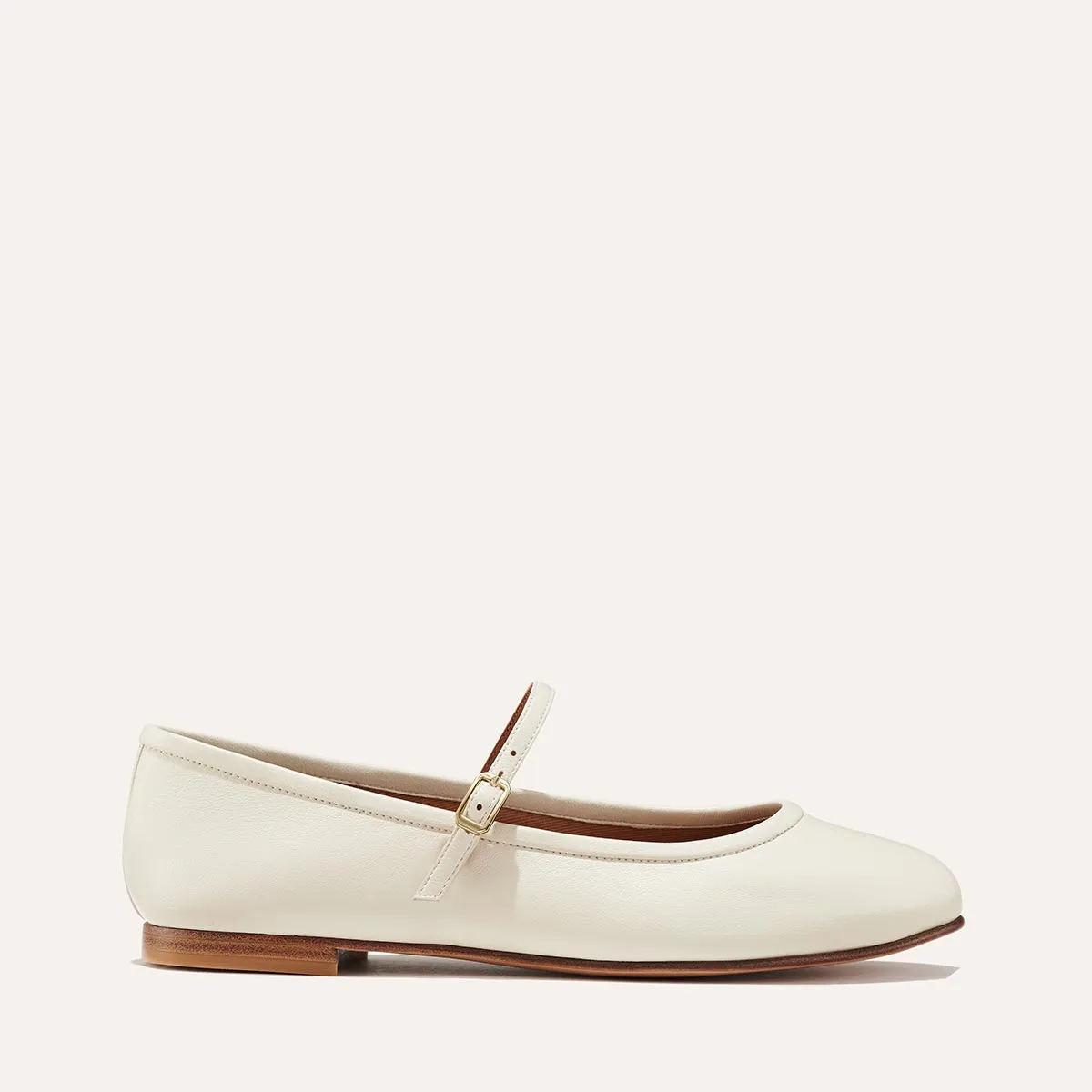 The Demi Jane - Ecru Nappa Flat Shoes Flats