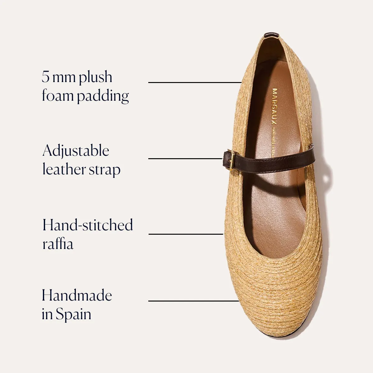 The Demi Jane - Natural Raffia Flat Post Op Shoe