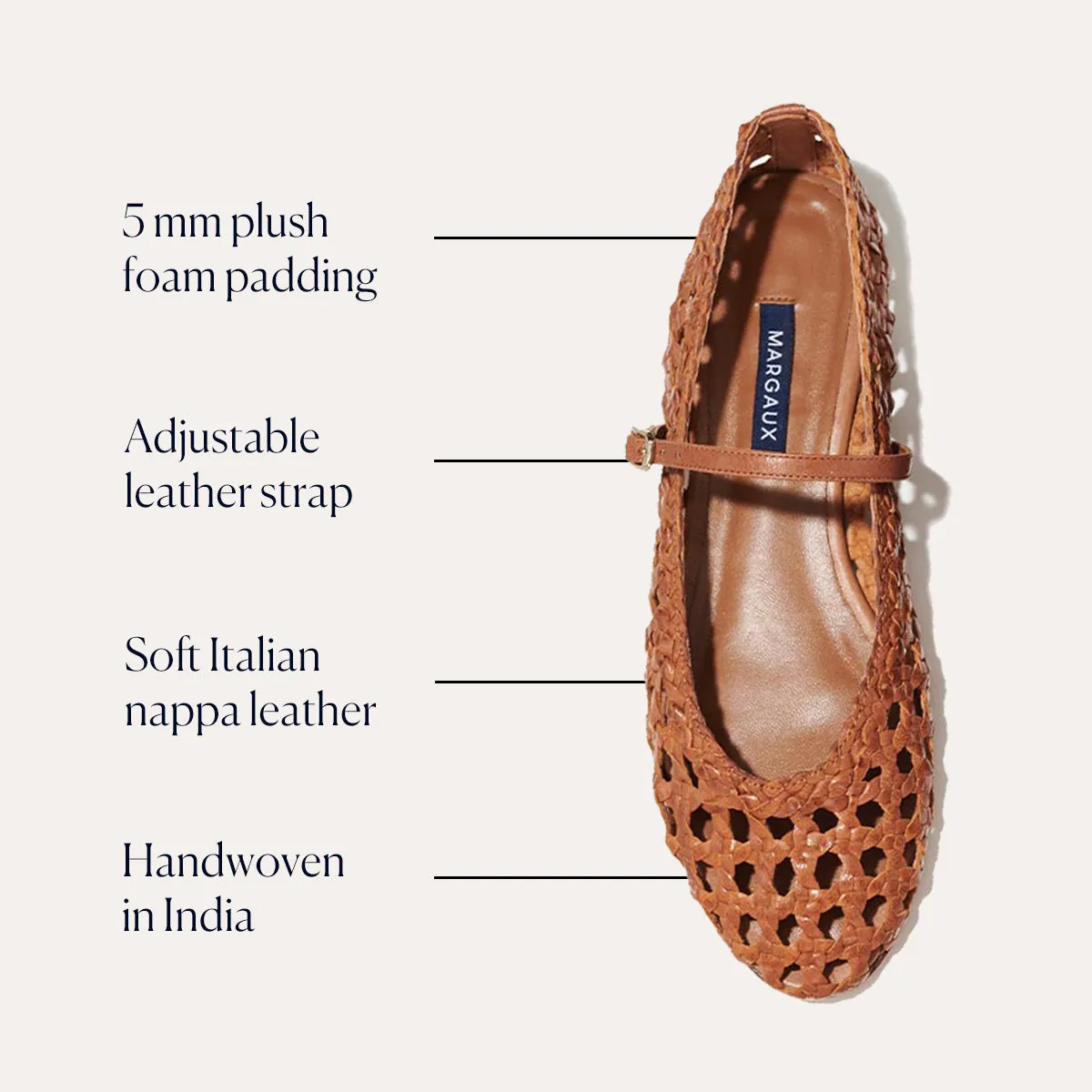 Flat Shoes With Wide Leg Pants The Demi Jane - Saddle Woven Leather