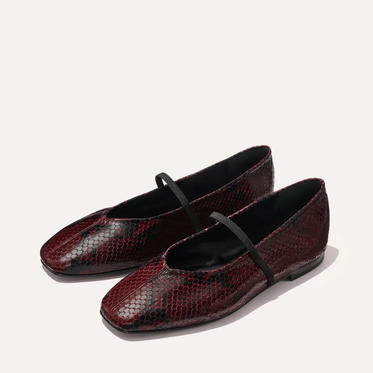 Cocktail Dress Flat Shoes The Phoebe - Burgundy Python Embossed