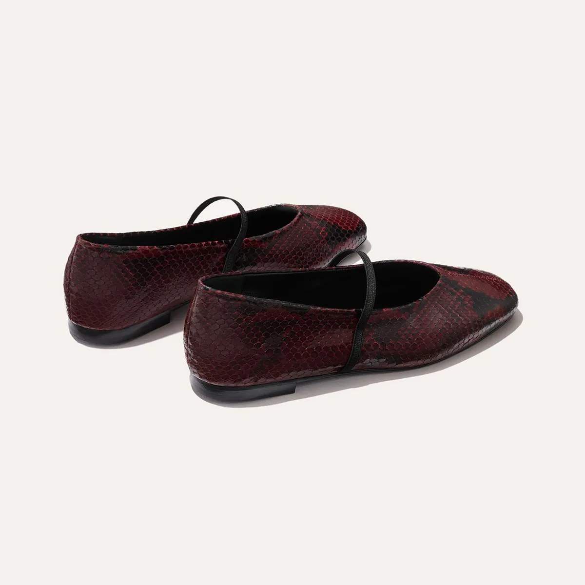 Shoe Ballet Flats The Phoebe - Burgundy Python Embossed