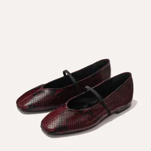 Wedding Party Shoes Flats The Phoebe - Burgundy Python Embossed