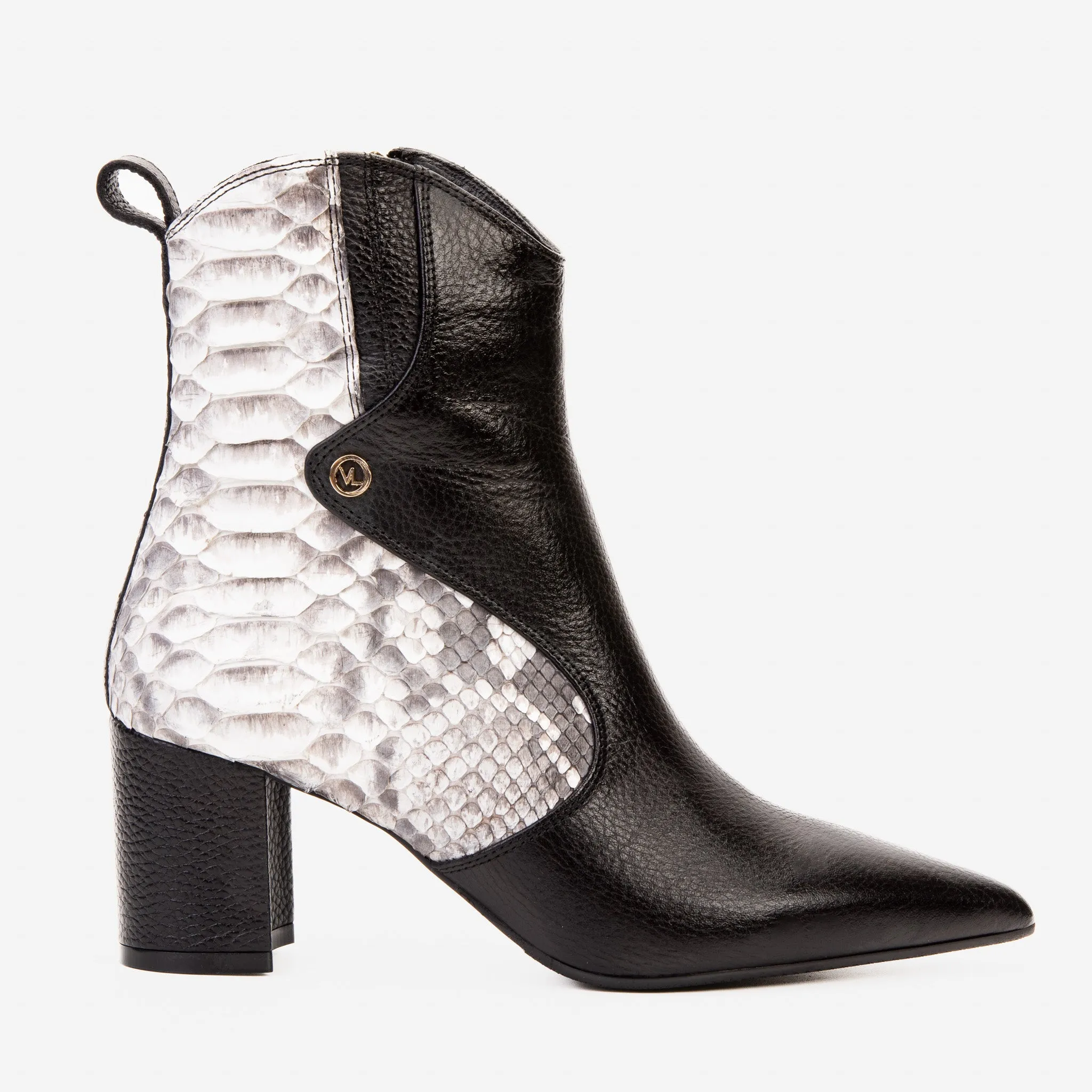 Rhodes Boots The Saturn Natural Pythn Leather Block Heel Women Boot