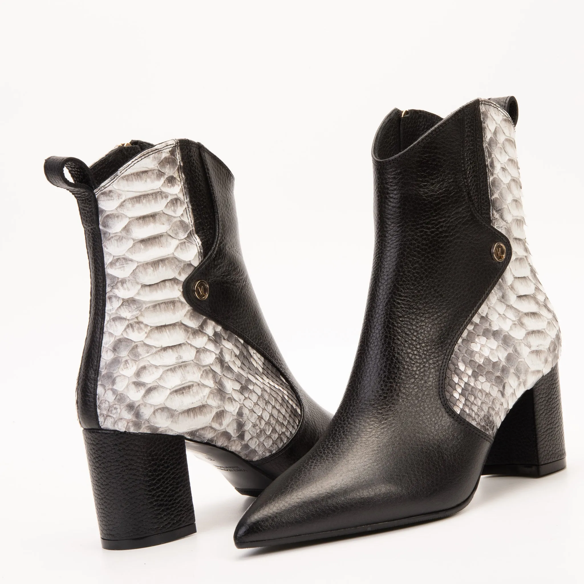 Lite Boots The Saturn Natural Pythn Leather Block Heel Women Boot