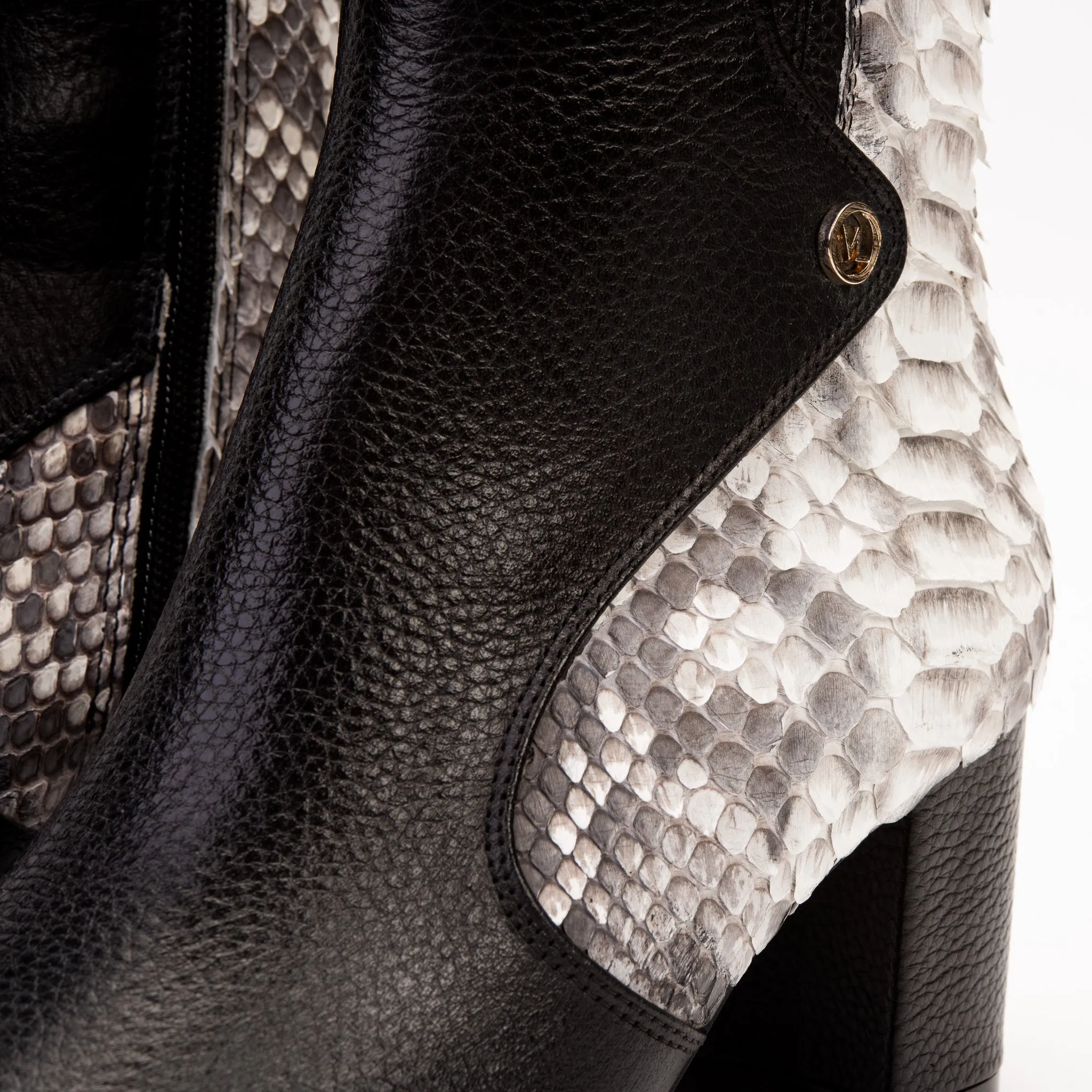 Most Comfortable Military Boots The Saturn Natural Pythn Leather Block Heel Women Boot