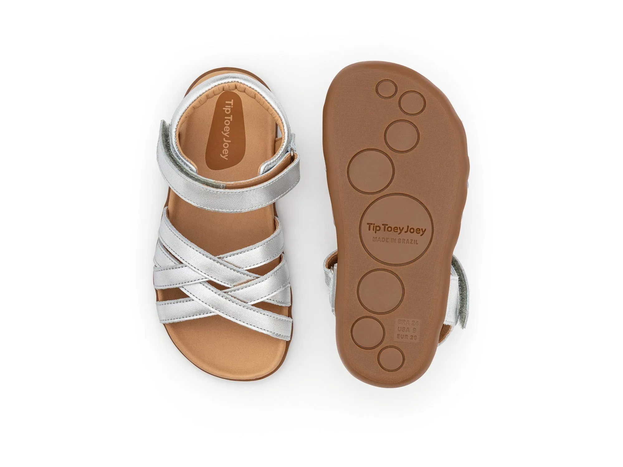 Popular Sandals Tip Toey Joey Girl's Criss Cross Sandals - Sterling Silver