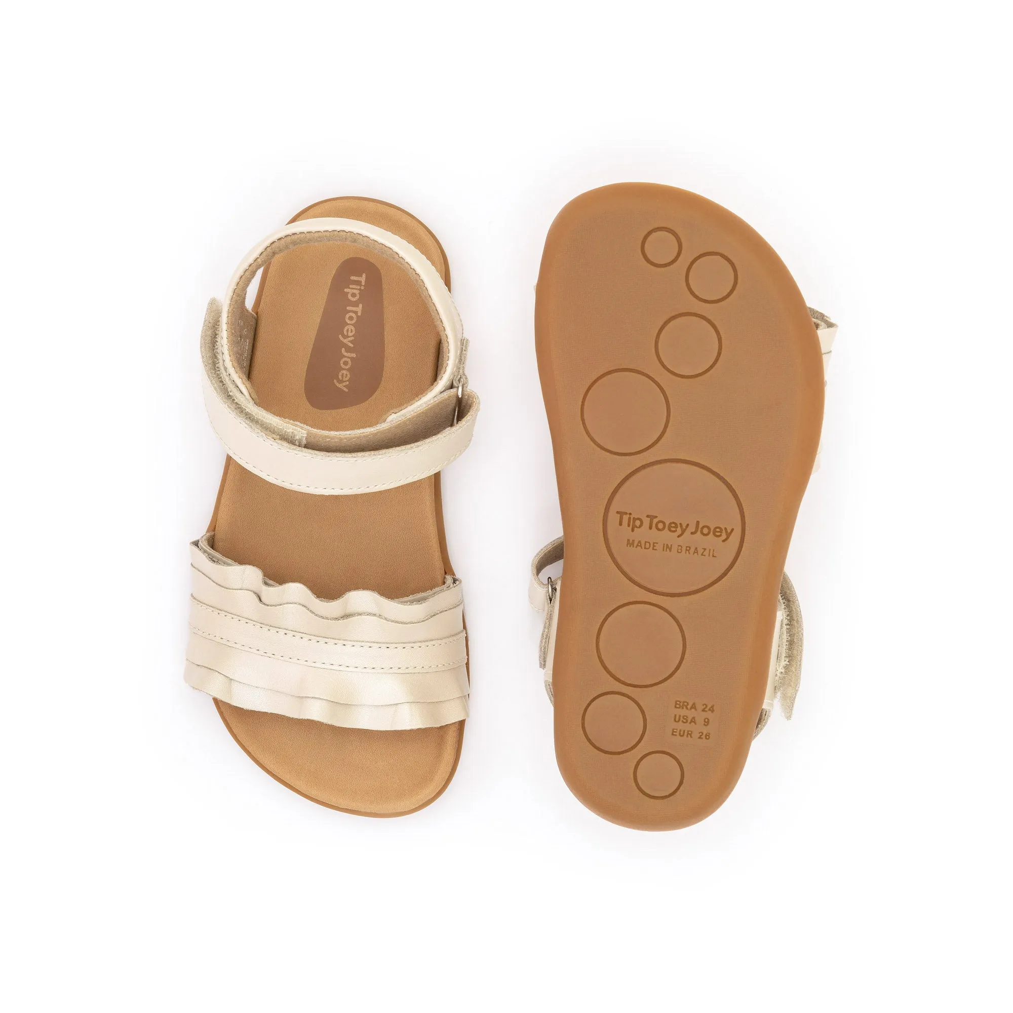 Sandals Membership Levels Tip Toey Joey Girl's Ruffle Casual Shoes - Antique White