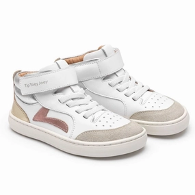 Phoenix Sneakers Tip Toey Joey Girl's Landy High-Top Sneakers - White / Rose Gold / Sterling Silver