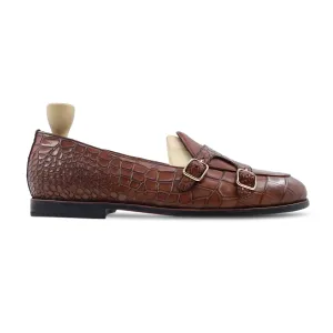 Topeka - Men's Brown Calf Leather Double Monkstrap Shoe Carnival Loafers