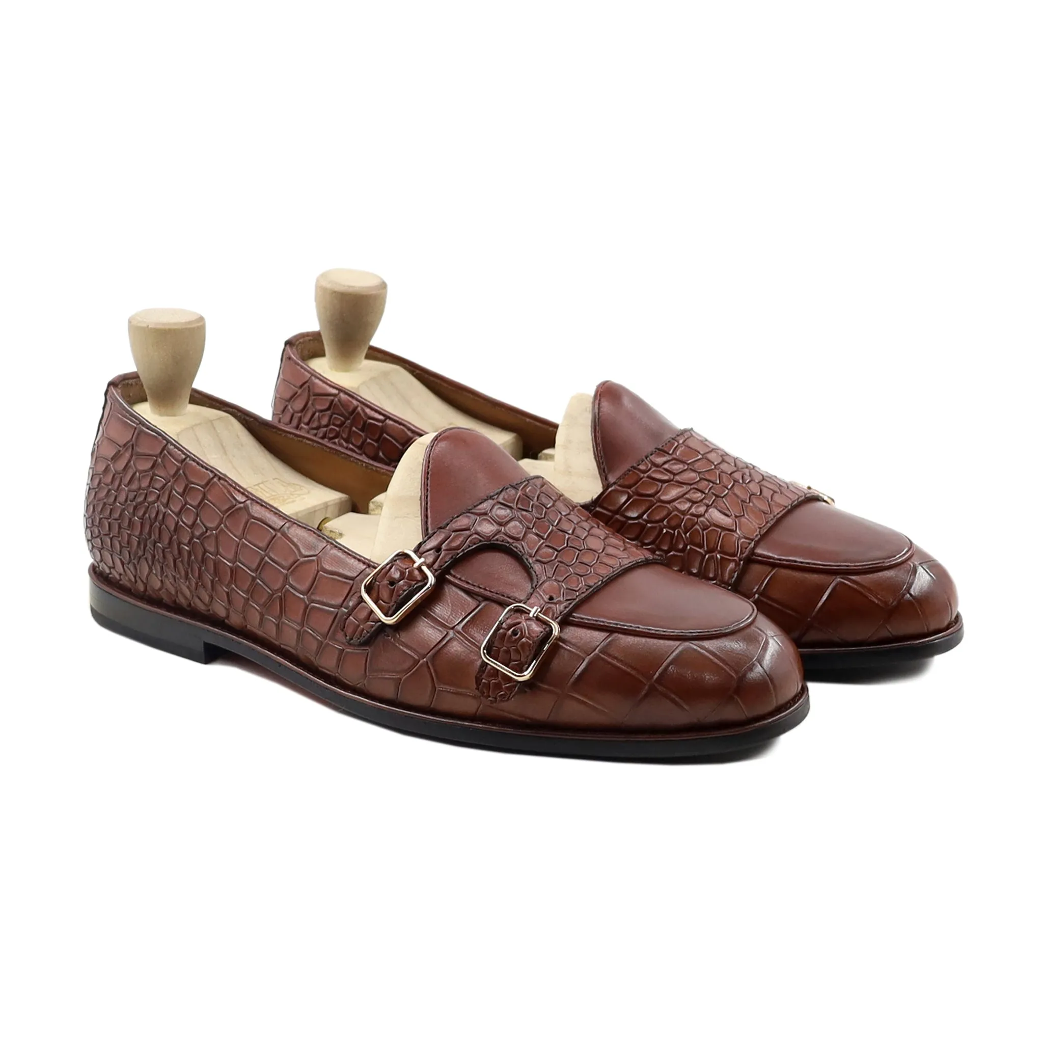 Chunkt Loafers Topeka - Men's Brown Calf Leather Double Monkstrap