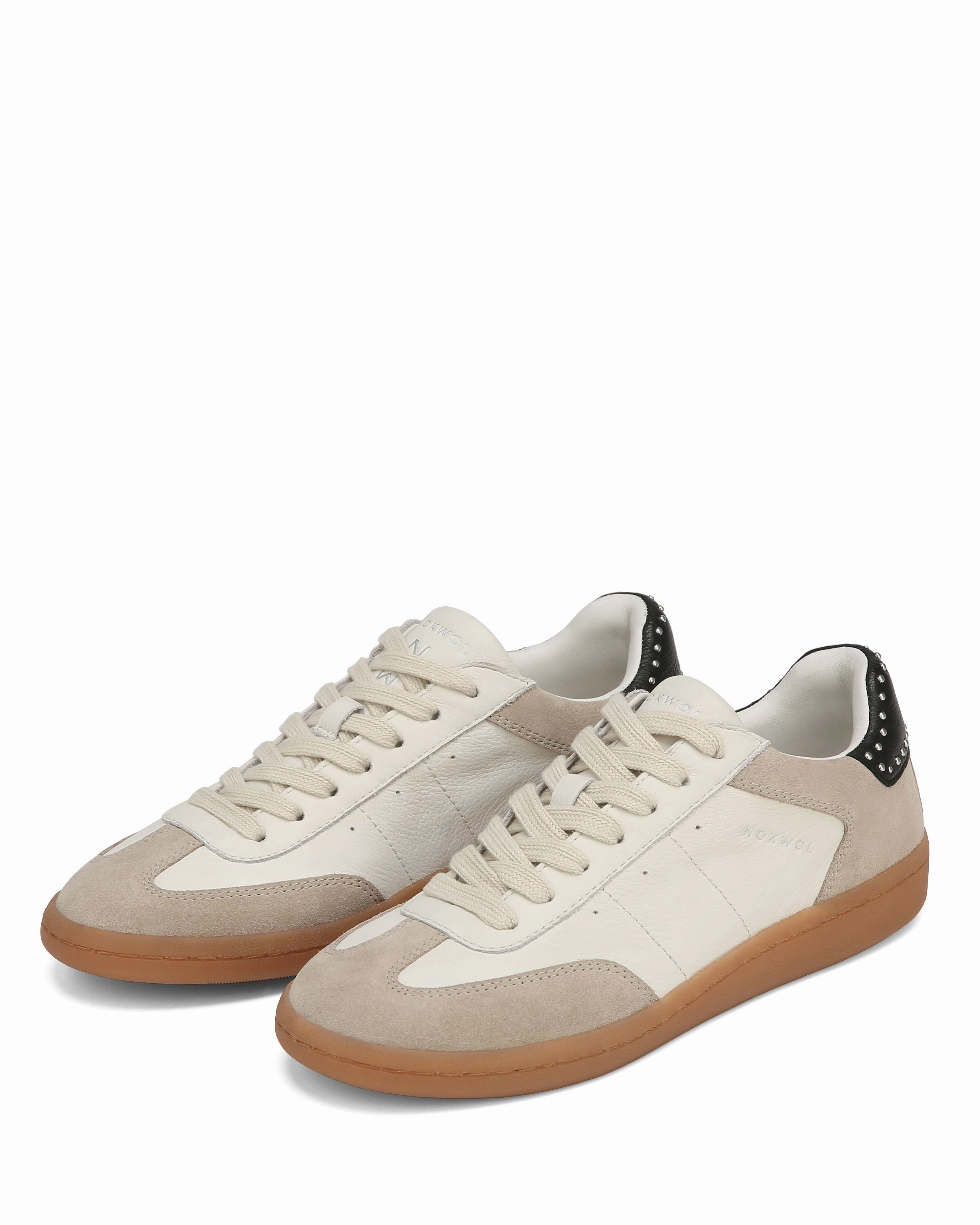 Dasha Beige Leather Blk Sneakers