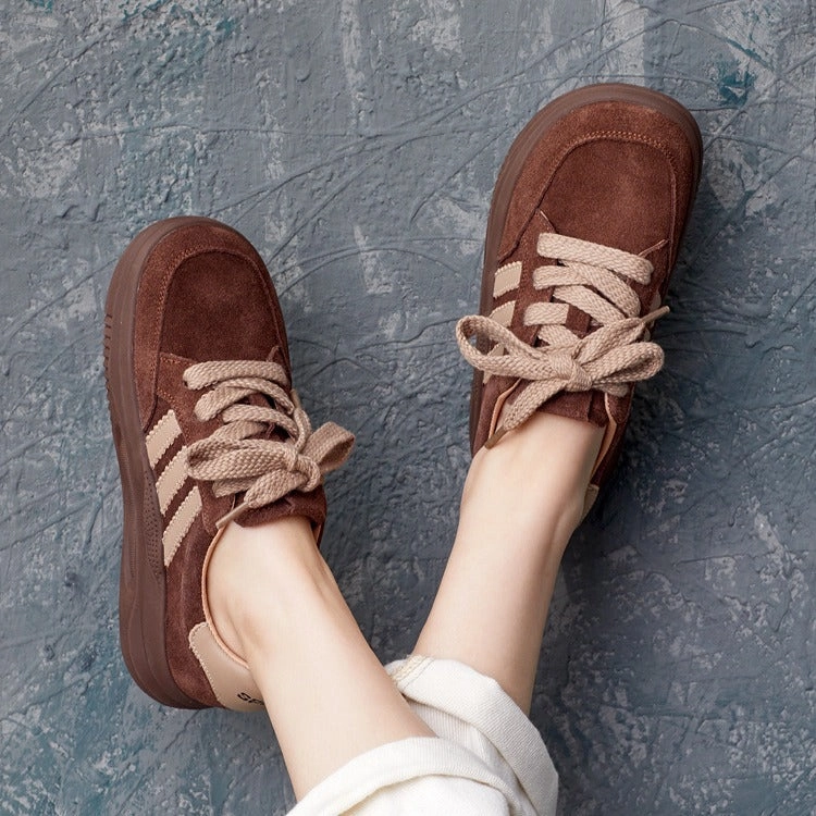 Women Retro Leather Flat Training Casual Shoes Best Circuit Training Shoes