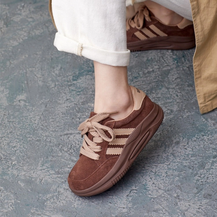 Women Retro Leather Flat Training Casual Shoes Best Shoes For Running Weight Lifting Cross Training