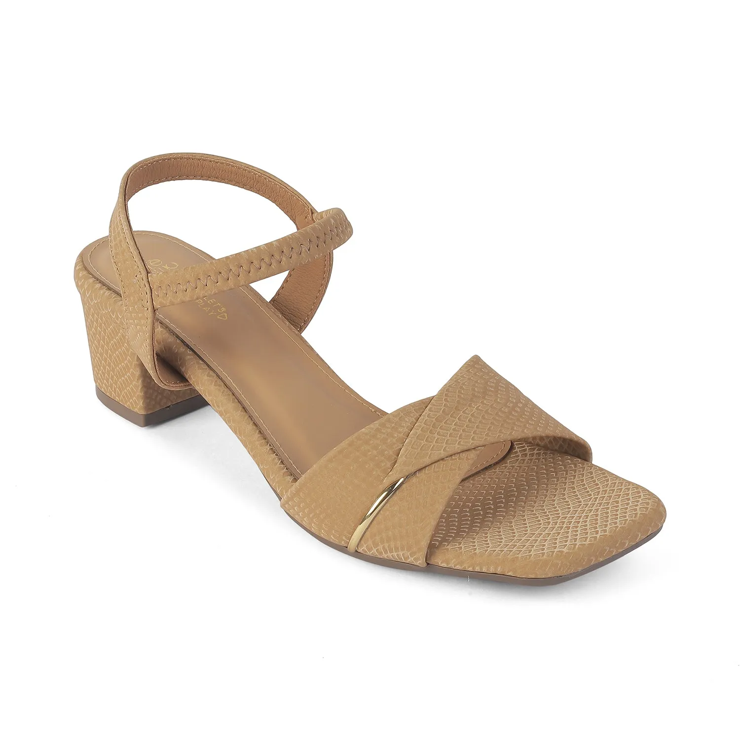 Good Walking Sandals Tresmode Lux Beige Women's Dress Block Heel Sandals